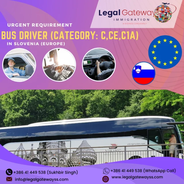 We are recruiting BUS DRIVER (CATEGORY: C,CE,C1A)! 
 Urgently Required !!!
 Good salary 
 Slovenia Europe

Reach Out for further details,
 Europe ‪+386 41449538‬
 info@legalgatewayss.com
 www.legalgatewayss.com
Visit: Trzaska cesta 132, 1000 Ljubljana, Slovenia.
.
.
#SloveniaWorkPermit#WorkInSlovenia#SloveniaJobs#SloveniaVisa#SloveniaEmployment#SloveniaWorkVisa#SloveniaRecruitment#SloveniaOpportunity#SloveniaHiring#WorkAbroadSlovenia#WorkAbroad#OverseasJobs#InternationalJobs#WorkPermit#EuropeJobs
#EuropeWorkPermit#ForeignEmployment#GlobalRecruitment#AbroadJobs#JobAbroad#SkilledWorkers#AsianWorkers#NepalWorkers#IndiaWorkers#BangladeshWorkers#ConstructionJobs#FactoryJobs#HospitalityJobs#LegalEmployment#TrustedAgency